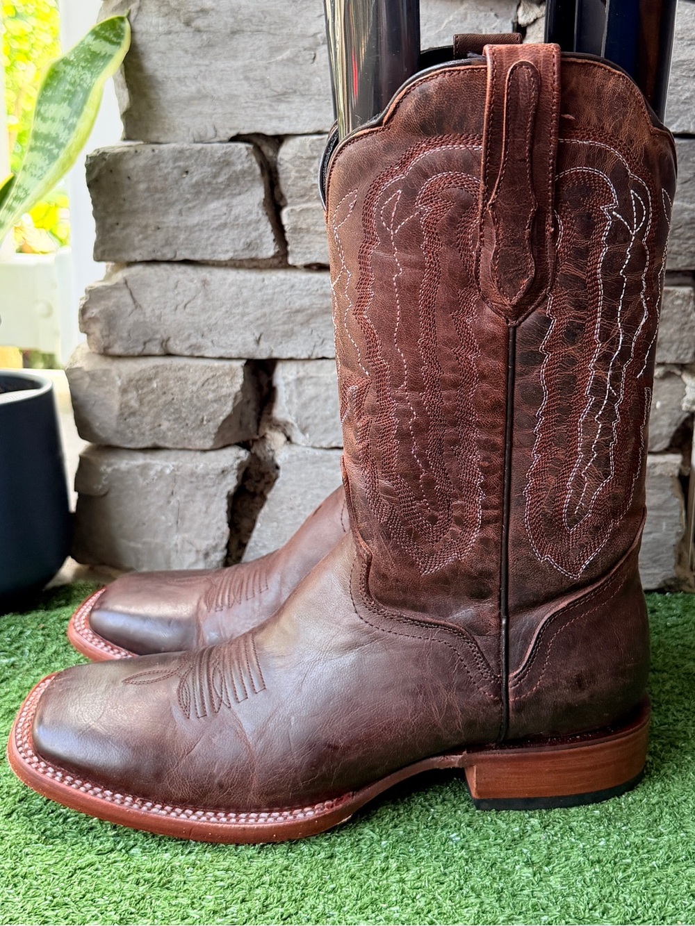 J.B. Dillon Brown Goat Leather Square Toe Men’s Western Boots